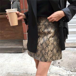 Snake Print A-line Miniskirt