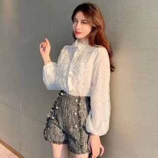 Lace Blouse / Button Shorts