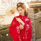 Long-sleeve Hanfu Top / Maxi Skirt / Headpiece / Set