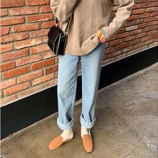 Fleece Lined Loose-fit Washed Jeans