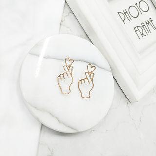 Cutout Heart Gesture Earrings / Clip-on Earrings