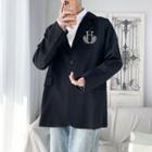 Lettering Embroidered One-button Blazer