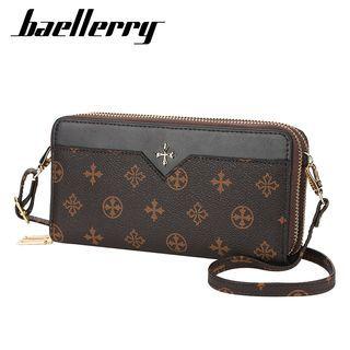 Patterned Long Wallet With Shoulder Strap
