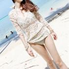 Cutout 3/4-sleeve Beach Cover-up