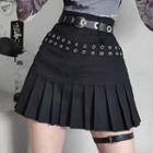 Grommet Mini Pleated Skirt