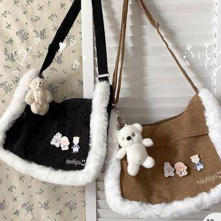 Faux Fur Trim Messenger Bag