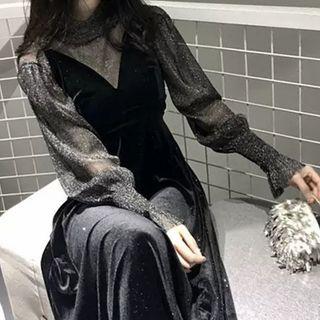 Set: Glitter Blouse + Midi Pinafore Dress