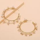 Faux Pearl Alloy Open Hoop Earring 1 Pair - White - One Size