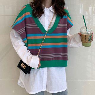 Striped Vest / Long-sleeve Shirt