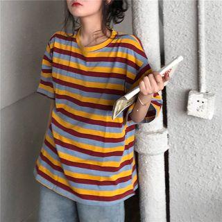 Shirt-sleeve Striped T-shirt