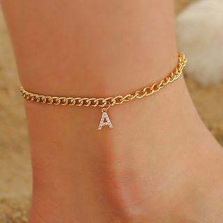 Rhinestone Letter A Anklet