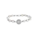 Fashion Classic Geometric Round Cross Cubic Zirconia Bracelet With Imitation Pearls Silver - One Size