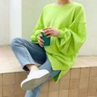 Plus Size Balloon-sleeve Neon Sweatshirt