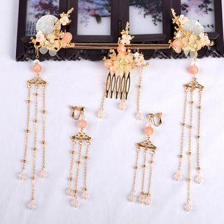 Retro Faux Crystal Hair Comb / Hair Stick / Dangle Earring / Set