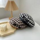 Plaid Heart Buckled Beret