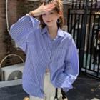 Long-sleeve Striped Pocketed Shirt