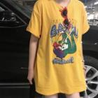 Printed Short Sleeve T-shirt Yellow - One Size