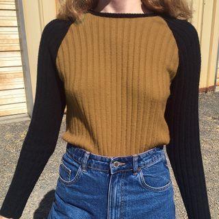 Two Tone Long Sleeve Knit Top