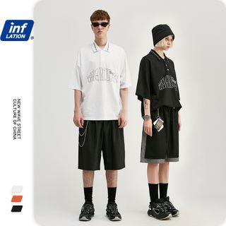 Unisex Loose-fit Lettering Polo Shirt