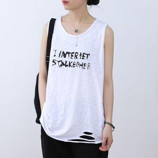 Letter Print Cutout Tank Top