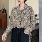 Long Sleeve Leopard Print Shirt As Shown In Figure - One Size