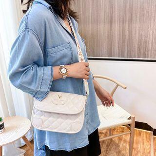 Quilted Floral Print Strap Crossbody Bag