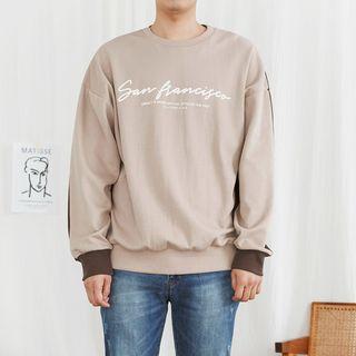 Plus Size Letter-printed Two-tone Sweatshirt