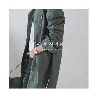 Collarless Zip-detail Safari Jacket