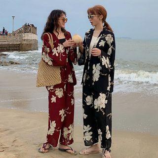 Floral Cover Up / Wide Leg Pants