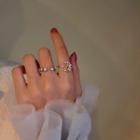 Rhinestone Faux Pearl Moon & Star Ring