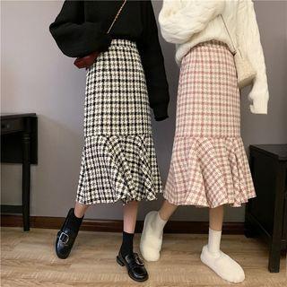 Patterned Flared Hem Midi Pencil Skirt