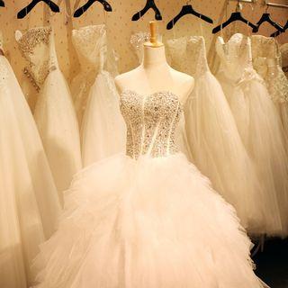 Sweetheart Neckline Beaded Ball Gown Wedding Dress