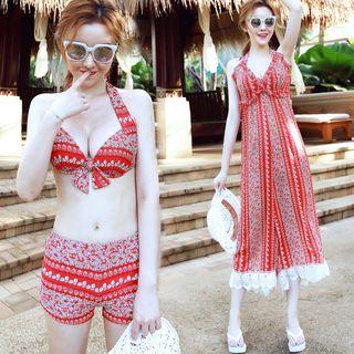 Set: Printed Bikini + Wide Leg Jumpsuit
