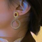 Checker Hoop Alloy Dangle Earring