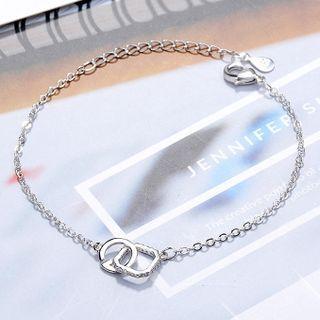 Rhinestone Interlocking Hoop Bracelet Bracelet - Rhinestone - Silver - One Size
