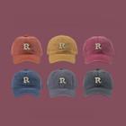 Letter R Washed Embroidered Baseball Cap