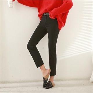 Brushed-fleece Lined Cropped Slim-fit Pants