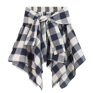 Tie-waist Gingham Check Mini Skirt