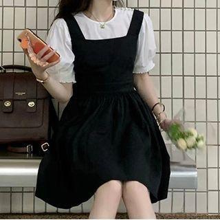 Puff-sleeve Top / A-line Overall Dress