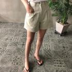 Pocket-front Zip-up Cotton Shorts