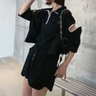 Elbow-cutout Half-zip Sweatshirt
