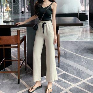 V-neck Camisole Top / Drawstring Wide-leg Pants
