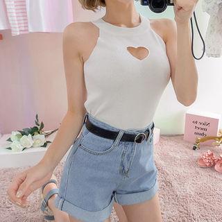 Halter Heart-keyhole Knit Top