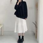 Set: Plaid Pullover + Midi A-line Skirt