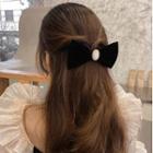 Velvet Ribbon Hair Clip 01 - Black - One Size