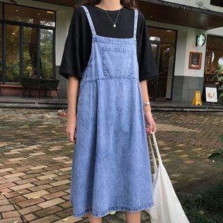 Denim Strappy Midi Dress Denim Blue - One Size