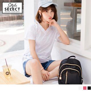 Cutout V-neck Star Print T-shirt