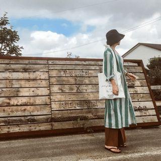 Round-neck Striped Shirtdress With Sash