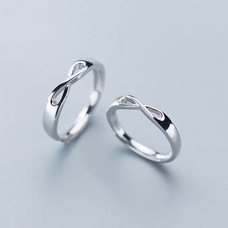 925 Sterling Silver Infinity Ring 1 Pair - Silver - One Size
