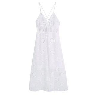 Spaghetti-strap Eyelet Maxi A-line Dress